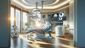 DALL·E 2024-03-15 02.20.06 - The image should portray a more contemporary and modern scene of a patient undergoing Relex Smile surgery in a clinic that balances between today's de - Allure Wellness Relex Smile Surgery