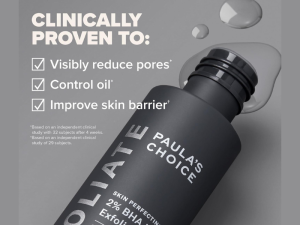 Paula's Choice exfoliant benefits including reduced pores, oil control, and skin barrier improvement