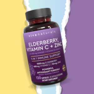 Viva Naturals Elderberry with Vitamin C and Zinc bottle