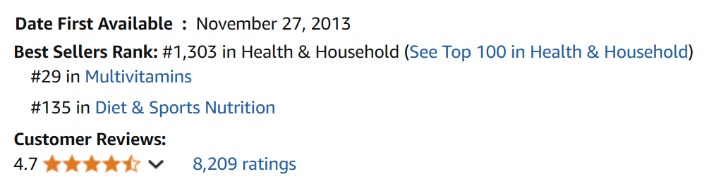 nature made multivatamins additional information from amazon