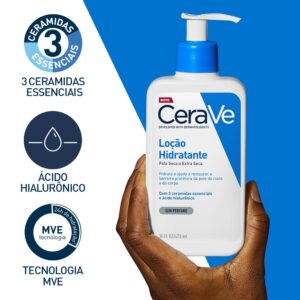 CeraVe Daily Lotion Bottle being held by a hand and its key ingredients