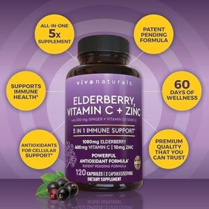 Viva Naturals Elderberry with Vitamin C and Zinc Key Ingredients