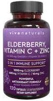 Viva Naturals Elderberry with Vitamin C and Zinc Bottle