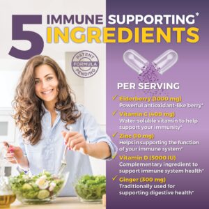 Viva Naturals Elderberry with Vitamin C + Zinc key ingredients