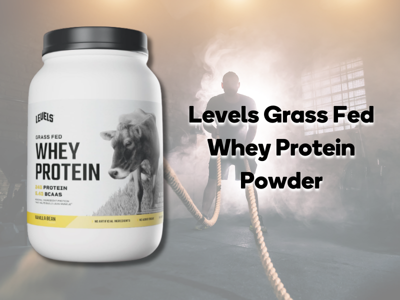Levels Grass Fed Whey Protein with intense workout background
