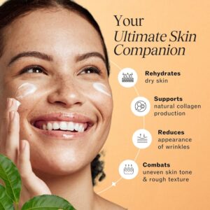 a smiling woman with listed LilyAna Naturals Retinol Cream benefits