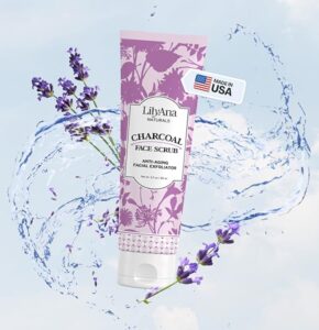 lilyana naturals charcoal face scrub with lavender and water splash