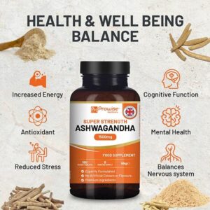 Physicians Choice Ashwagandha bittle with listed health benefits
