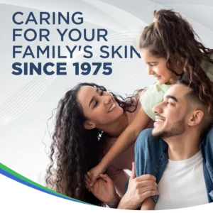 vanicream daily facial moisturizer poster showing its good for family use with a family of 3 happily looking at each other